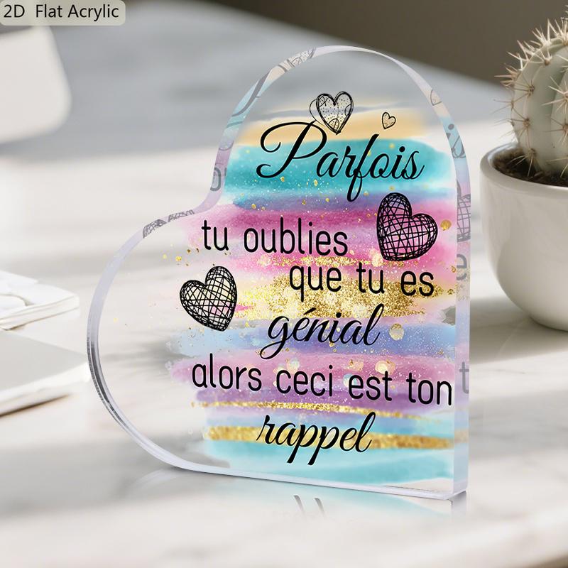 2D Flat, Heart-Shaped Acrylic Desk Decor Plaque, Incentive Gift, Suitable for Wall Decoration, Porch, Room, Villa, Accents Home, Hallway, or Workplace