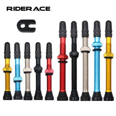 2 stk 40/60MM Sykkel Vakuum Luftventil Slitesterk legeringsstamme Messing Kjerne F/V Presta MTB Sykkel Tubeless Dekk Munnstykke Cap Sykkeldeler