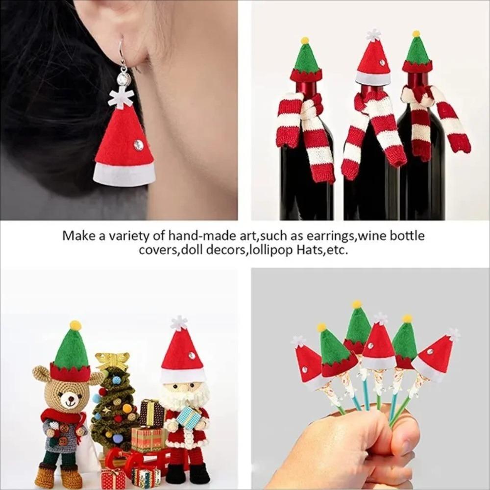 12pcs Lollipop Hat Mini Christmas Hat Gift DIY Elf Craft Supplies Christmas Santa Hats Bottle Ornament Cup Bottles Cover Party