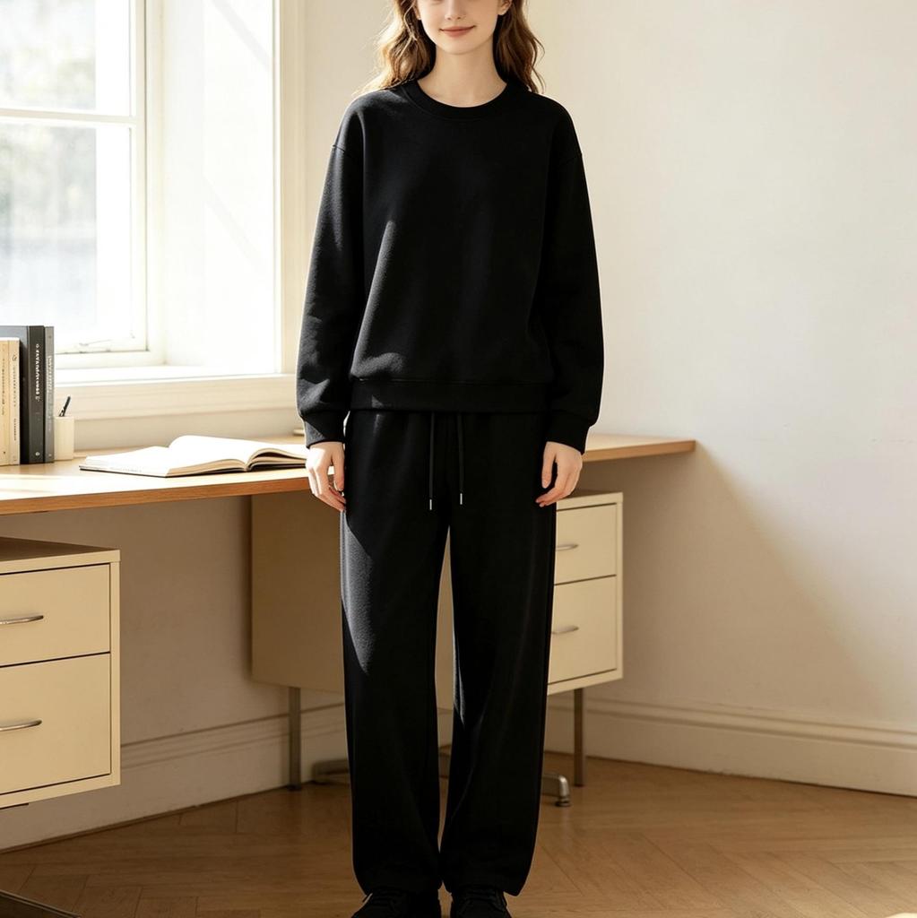 Women's Trendy Loose Drop Shoulder Hoodie & Wide Leg Sweatpants Set - Autumn/Winter Collection