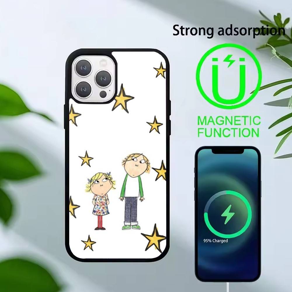 F-Charlie and Lola Cartoon Phone Case For iPhone 17,16,15,14,13,Pro,Max,Plus,Magnetic For Magsafe Wireless Charging