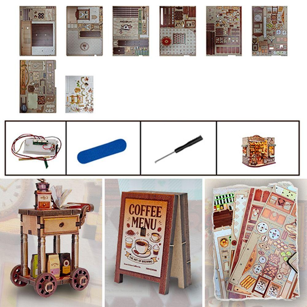 DIY Mini Dollhouse Kit LED Light 3D Puzzle Building Model Craft Wooden Miniature House Adult