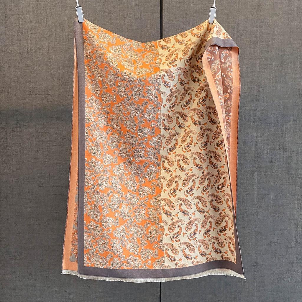 Retro Paisley Print Cashmere Feel Pashmina Women Winter Outdoor Keep Warm Large Shawls Wraps Tassels Lady Bufanda Blanket Poncho