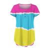 Women's Short Sleeve Tunic Loose Tops Casual Plus Size Tops Pleated Tunic Button Casual Summer Floral Tie Tops For Women