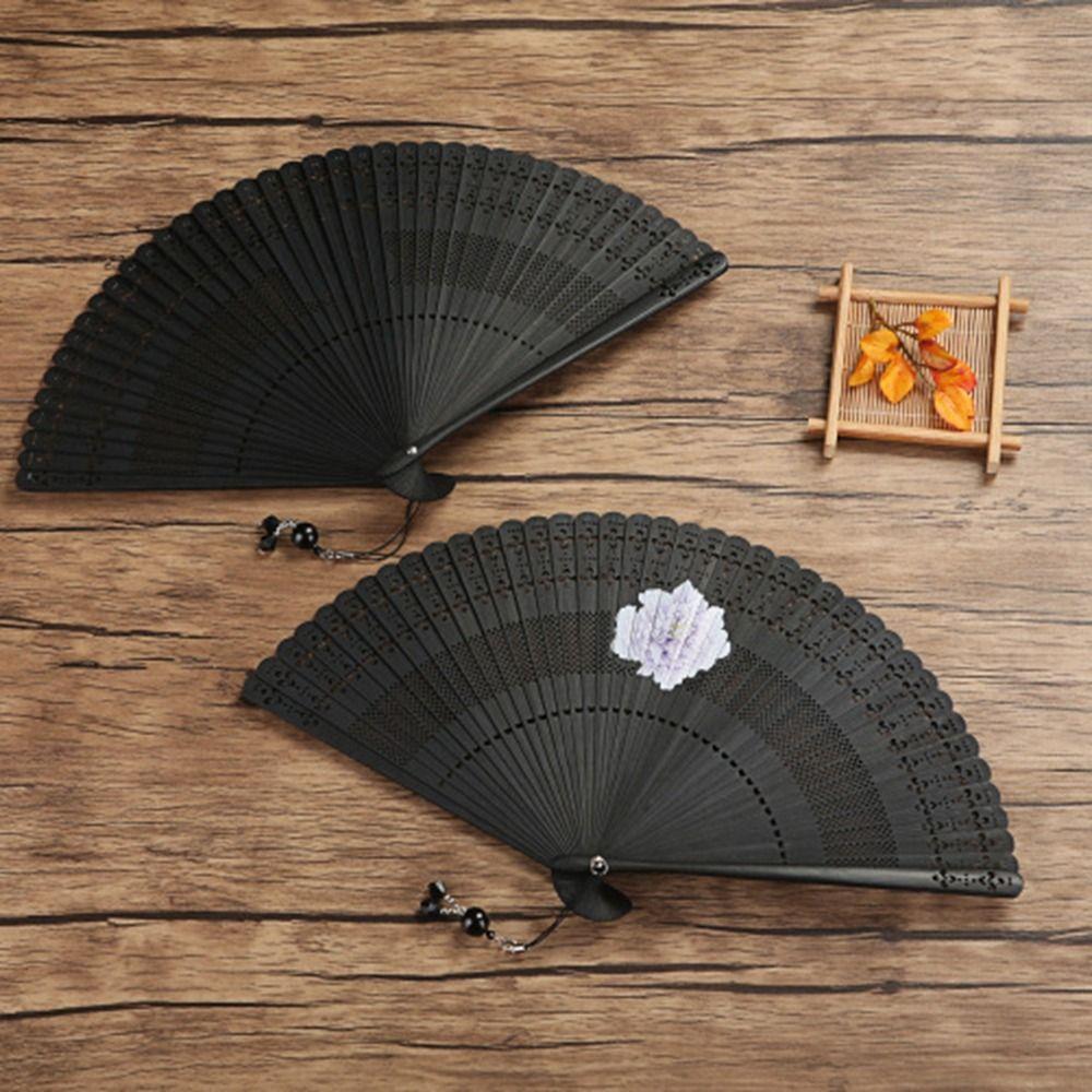 

Handmade Bamboo Folding Fan Chinese Style Dance Fan Portable Hand Fan for Party Style C