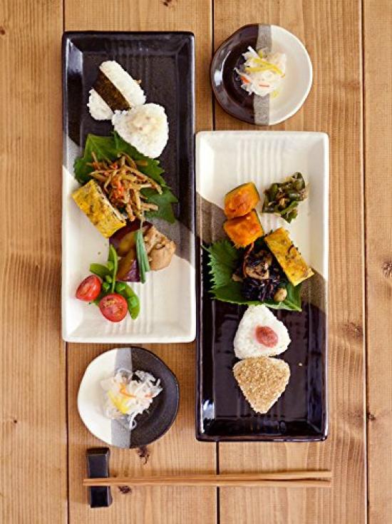 Tableware East Japanese tableware rectangular painted minoruba ceramic plate plate, three-color design,