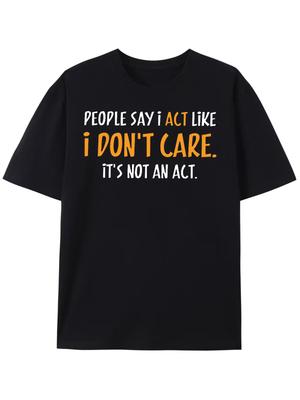 Cool Slogan Print T-shirt, Men's Casual Street Style Slightly Stretch Round