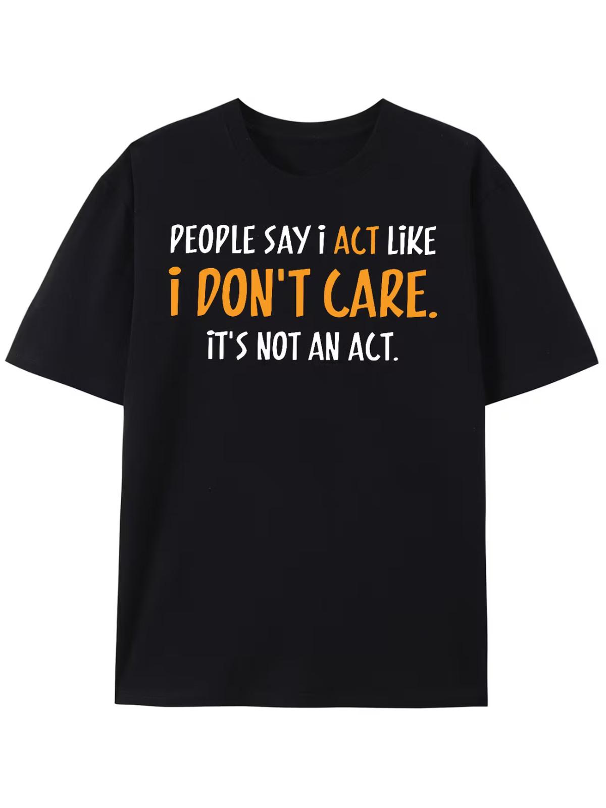 Cool Slogan Print T-shirt, Men s Casual Street Style Slightly Stretch Round S разноцветный