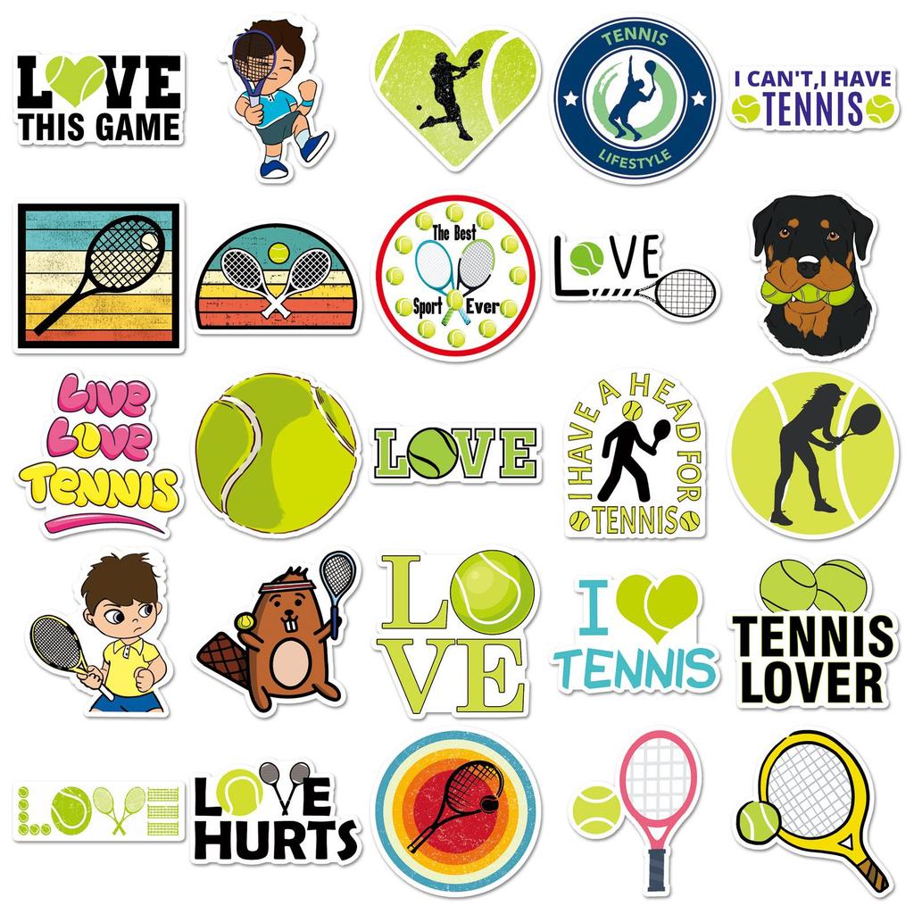 50 Waterproof Tennis Stickers: Sports Balls for Notebooks, Planners, and Luggage