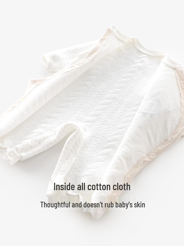 Thickened Pure Cotton Baby Romper - Newborn Full Body Warm Crawling Suit for Autumn/Winter