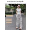 Striped Wide-leg Pants for Women, Summer Korean Style New Casual Pants, Casual and Slimming, Elastic Waist, Loose and Draping, Floor-length