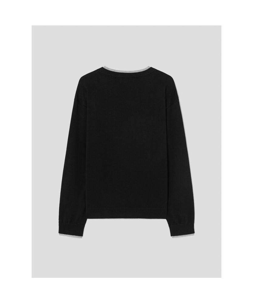 8seconds Layered Detail Round Pullover Black