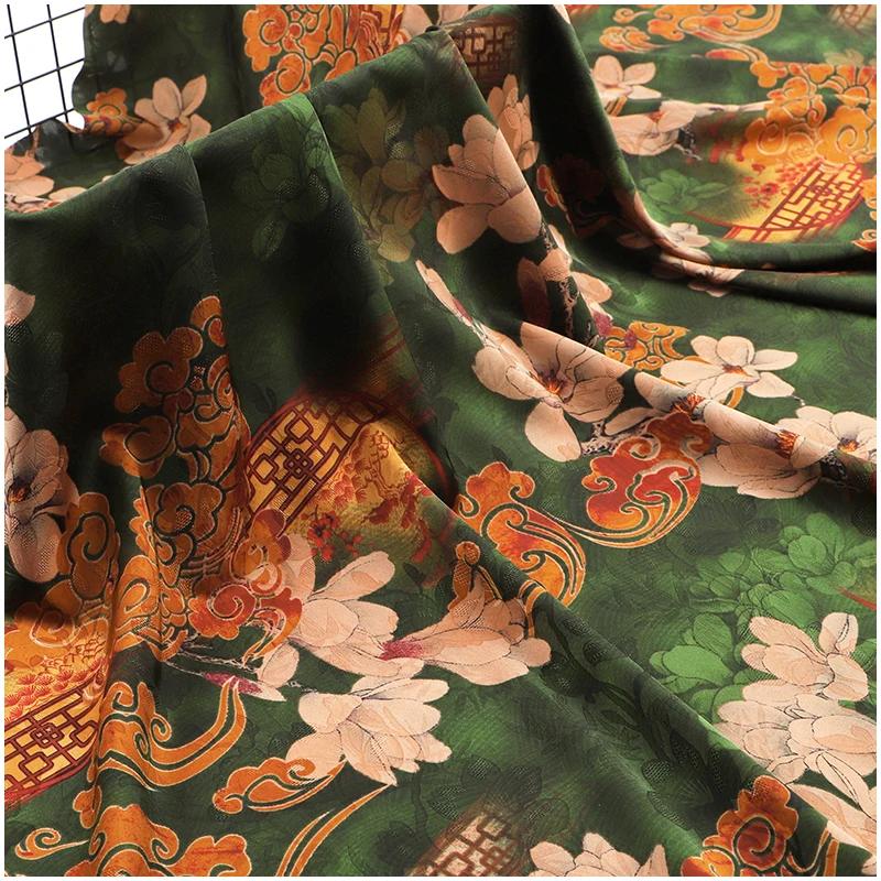 Chinese-style Imitation Silk Cloud Gauze High-end Fabric Soft Cotton Silk Printed Fabric DIY Cheongsam Dress Hanfu Clothing