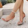 Fashion Fashion 2025 Buckle Strap Women's Sandals New Crystal Office and Career Summer String Bead Best Seller Elegant Heeled Sandals