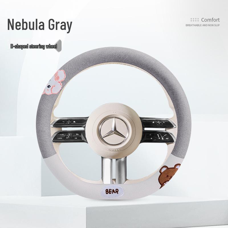 Classic Linen Steering Wheel Cover, Universal 38CM, All-Season Use