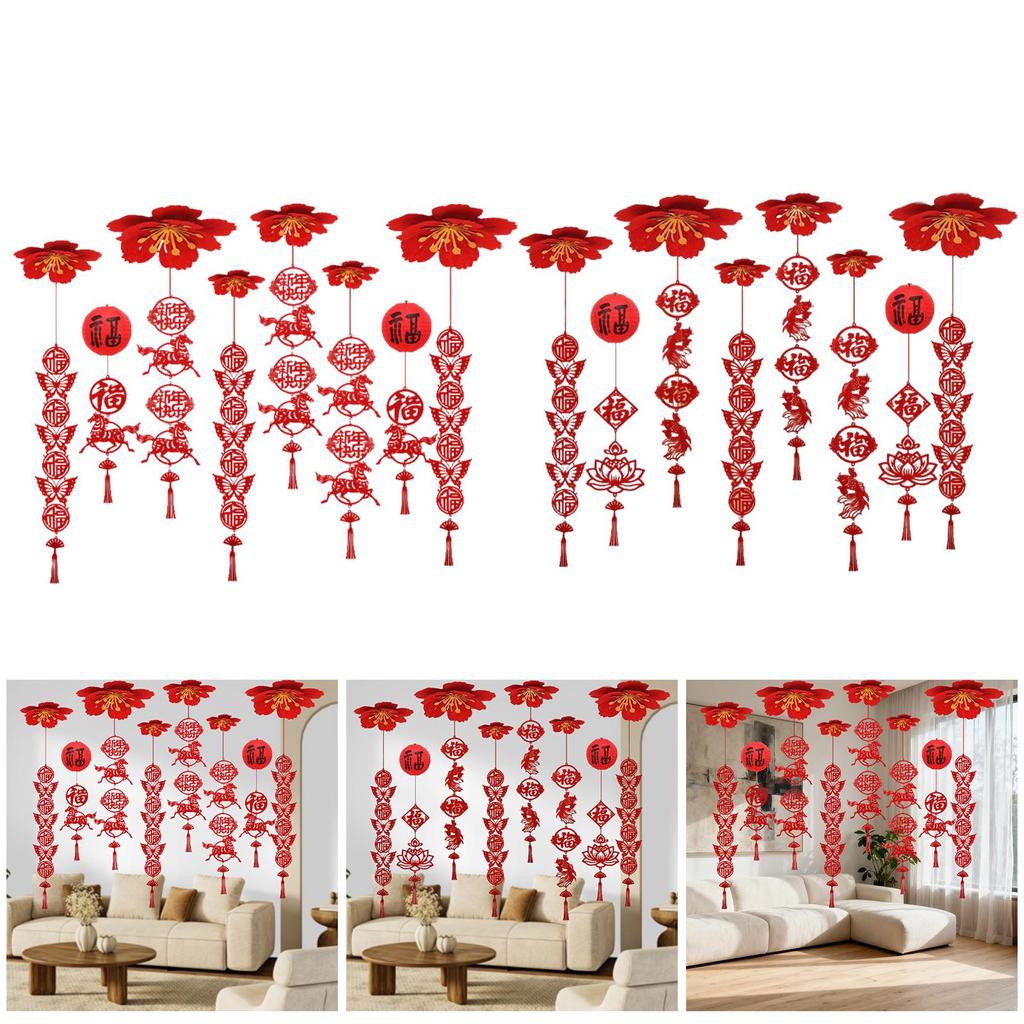 2026 Chinese New Year Ceiling Decoration,Red Chinese Pendant Spring Festival Decor,Ornament ,Fu Character,for Party,Celebration,