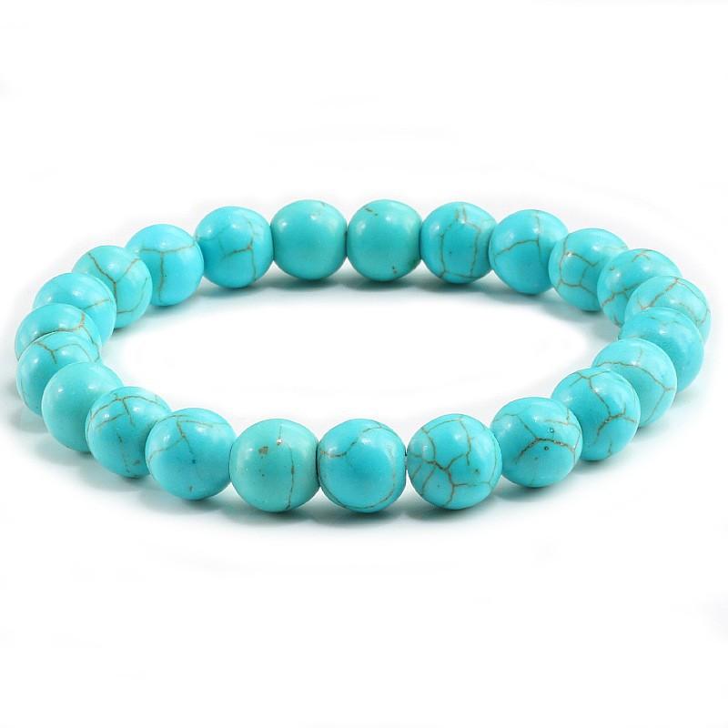 8Mm Natural Stone Bead Bracelet Men's Turquoise Elastic Bracelet.