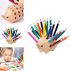 Wooden Hedgehog Stationery Organizer With 24 Pencils For Student Desk And Creative Decor