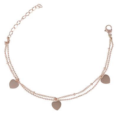 [R7424] - Pink 'Love' Steel Bracelet - 2 Rows - 8 Mm