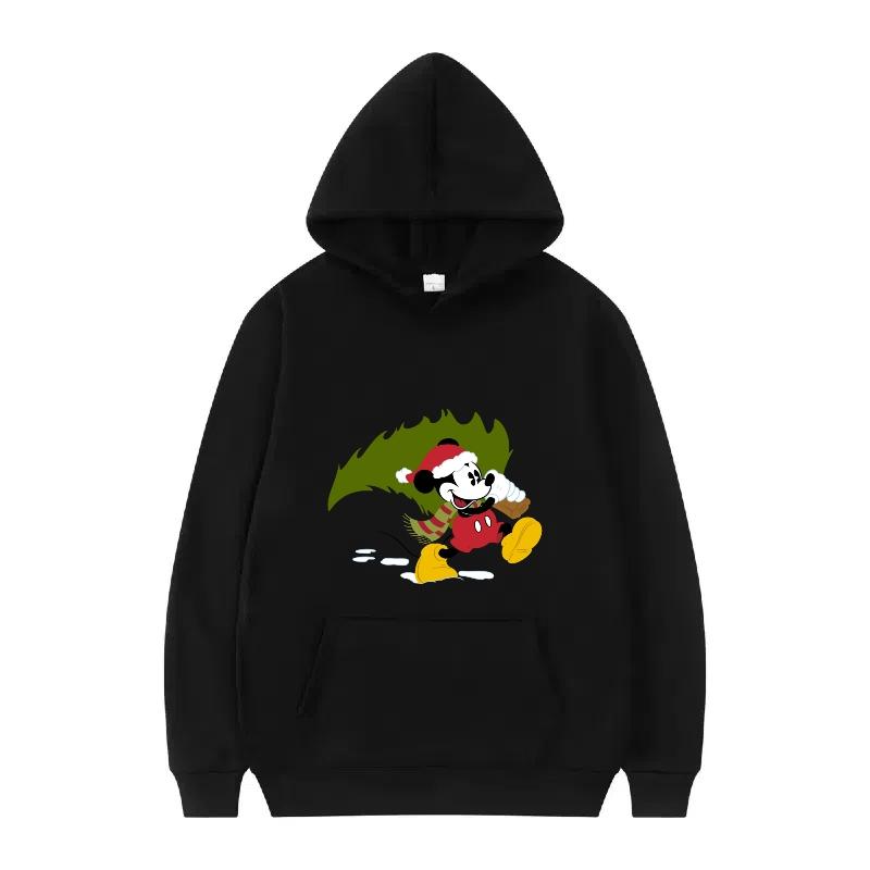 Disney Mickey Mouse Pattern Woman Fleece Sporty Loose Grey Winter Tops Clothing Pullovers Ladies Cheap Hoodies Men Sweatshirts