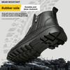 steel toe cap boots waterproof leather work shoes with side zipper anti-slip sneakers men anti smash anti puncture safety shoes