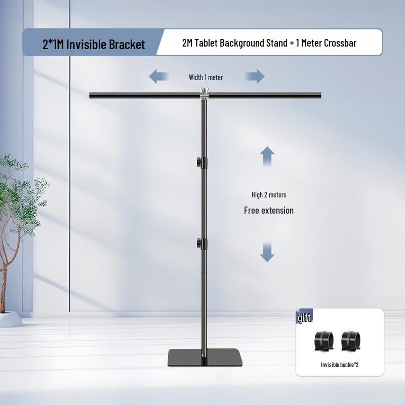 Ruiteng 2x1m Invisible T-Stand Telescopic Background Stand with PVC Board for Advertising and Shooting
