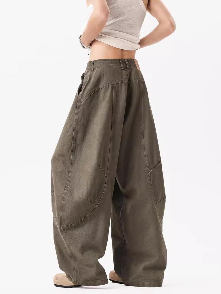 Trendy Unisex Curved Blade Work Pants - High Street Cool Wide-Leg Casual Spring/Autumn Wear