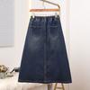DIMANAF 2025 Autumn Winter Plus Size Women Skirts Elastic Waist Oversize Lady Long Skirts Denim Cotton Thick