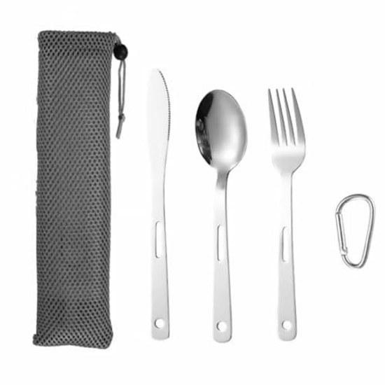 Cutlery set camp knife spoon fork storage bag (set) stainless steel ultra-light outdoor sturdy compact cooking tools solo camping gear climbing