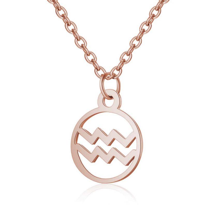 Stainless Steel Zodiac Pendant Necklace with Thin Chain