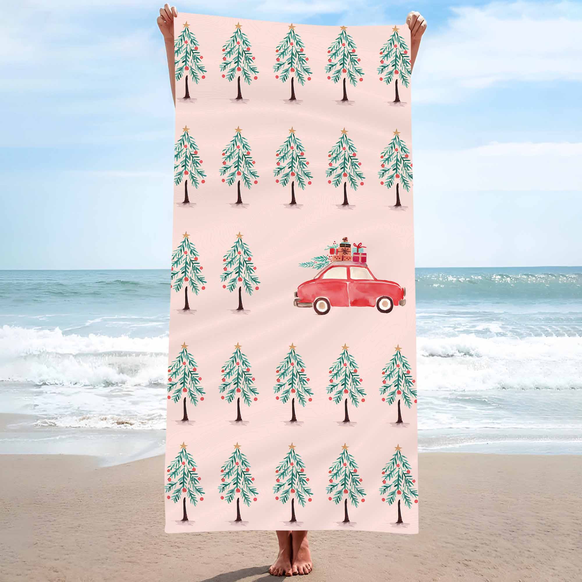 

Merry Christmas Background Cute Single sided Printed Beach Towel Home Decoration Bath Towel 75x150cm Bathroom W30*H60(CM)
