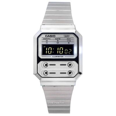 Vintage Digital Stainless Steel Quartz A100WE-7B A100WE-7B Unisex Watch