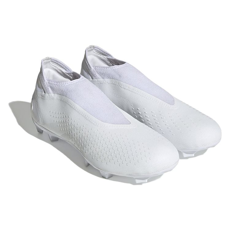 Adidas Predator Accuracy.3 Round Toe Slip-On FG (Rubber Long Studs) Non-Slip Durable Soccer Shoes Unisex Soccer Shoes White FZ6111