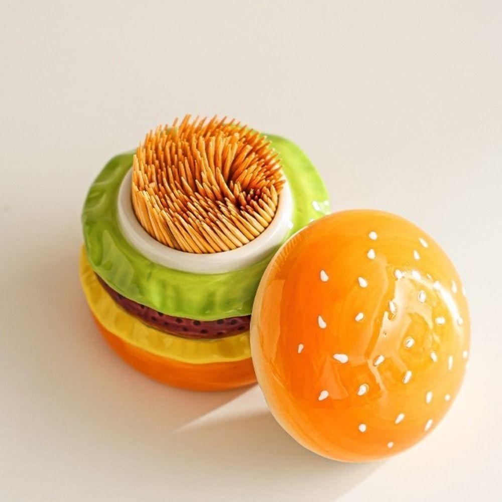 Dust-proof Toothpick Jar Decorative Cotton Swab Storage Box Hamburger Toothpick Holder  Bedroom
