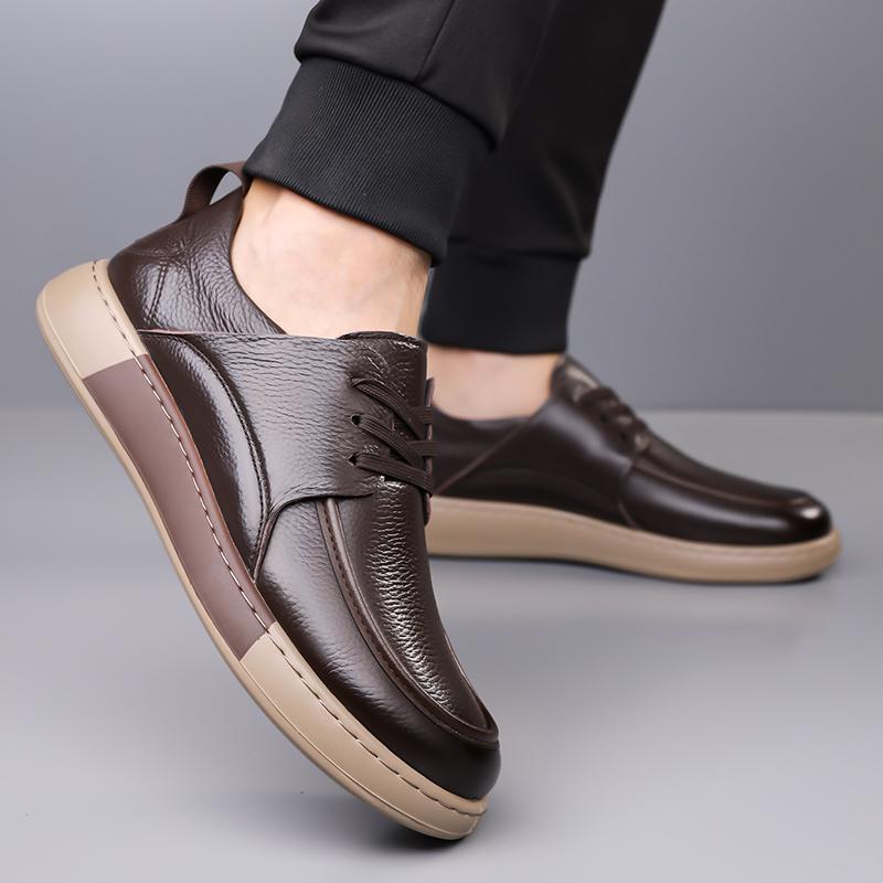 Fashionable Solid - Color Striped Casual Shoe  Lightweight And Comfortable Business Shoe  Thick -Soled Anti -Slip Walking Shoes