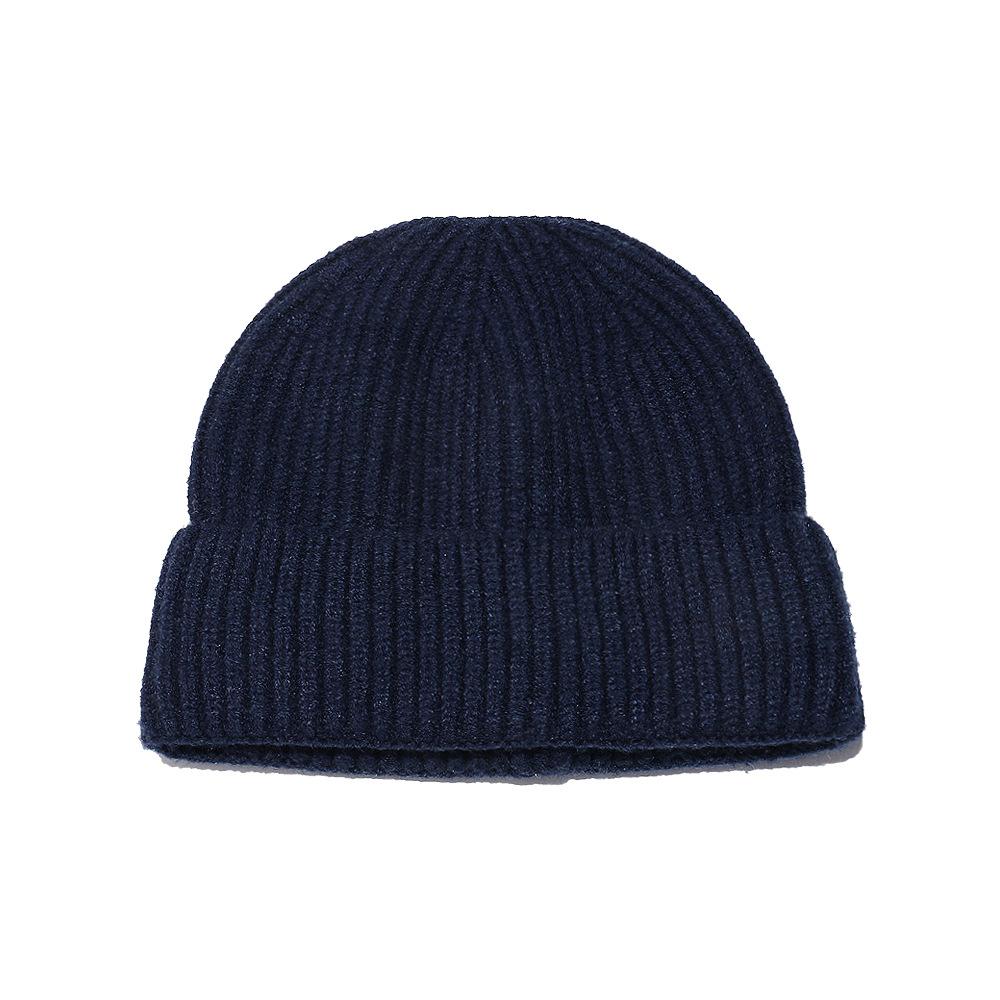 Cold hat men's winter warm solid color short melon fur hat men's dome wool knitted hat retro beanless winter hat