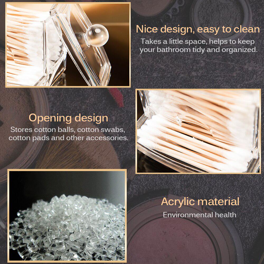 Q-tip Clear Acrylic Cotton Swab Storage Holder Box Cosmetic Makeup Case 8*7*9CM MIT