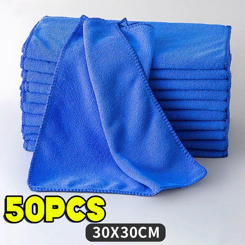 100pcs Blue Microfiber Charcoal Thickened Super Absorbent Dishcloth Oil Resistant Kitchen Wipes Microfiber Cleaning Cloths Towel