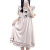 Cute Ruffled Short Room Gift [LAVASEON] Pajamas, One-piece, Women's, Negligee, Ribbon, Collar, Sleeves, Thin, Breathable, Sweat-absorbent, Nightgown,