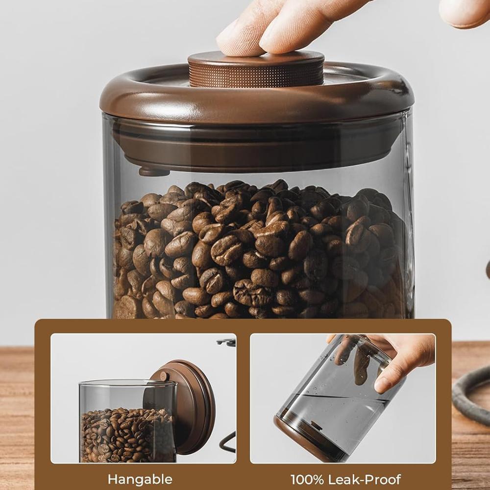 Coffee Beans Vacuum Sealed Tank Household Anti-UV Glass Food Storage Tank For Moisture-proof Air Extraction Tea Storage Tank