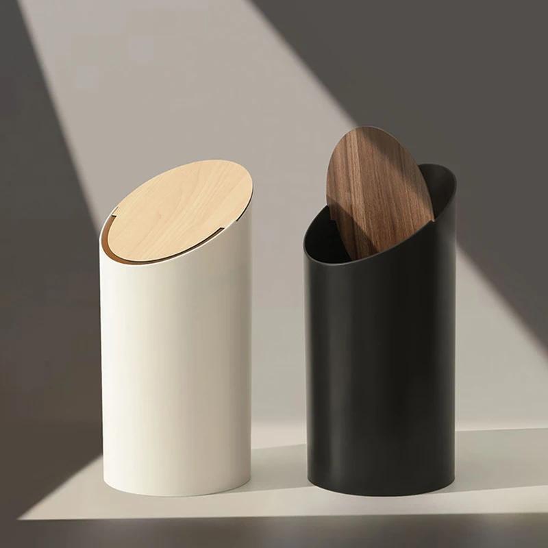 Living Room Waste Bins Office Luxury Wastebaskets Round Bucket Trash Bin Beautiful Trashcans with Lid Home Cleaning Utilities