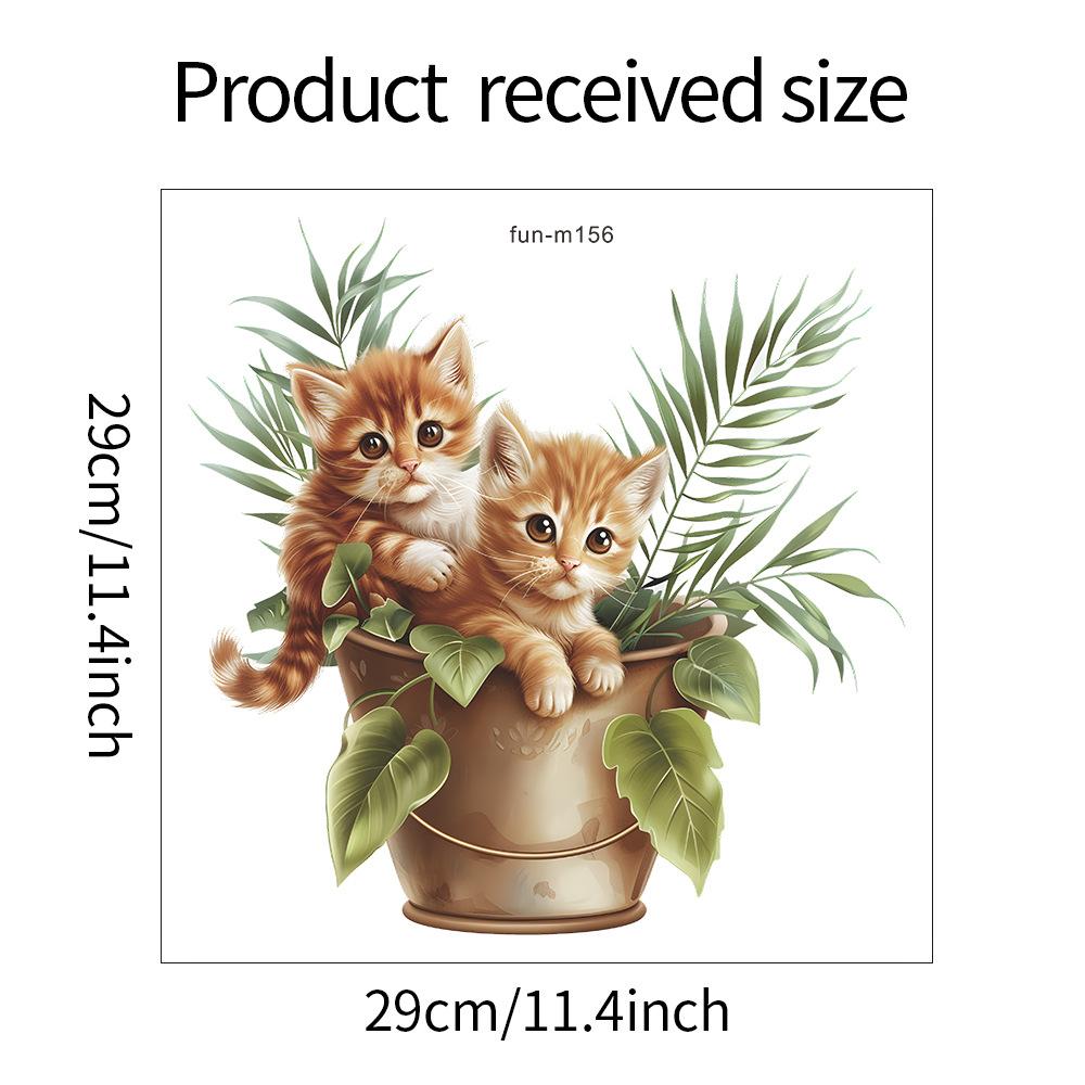 

Мультяшный кот, сочетание зеленого листа, туалета с ванной, декоративные наклейки на стену для ванной комнаты 29*29CM/fun-m156