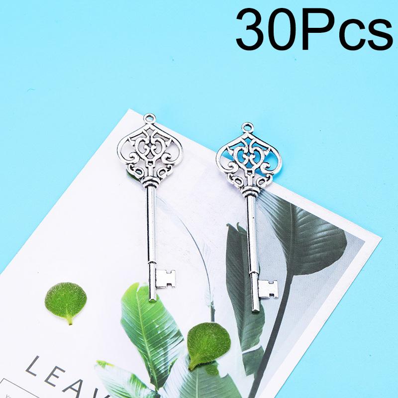 30Pcs/Set Key Shape DIY Skeleton Antique Silver Alloys Vintage Antique Bronze Plated Santa Keys Pendants