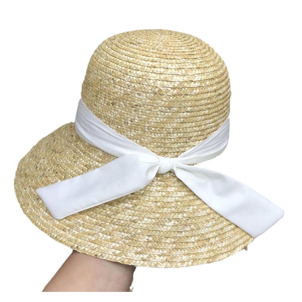 Ribbon Sunscreen Beach Hat Elegant Travel Ladies Big Eaves Straw Straw Hat Seaside Holiday Fisherman Basin Hat