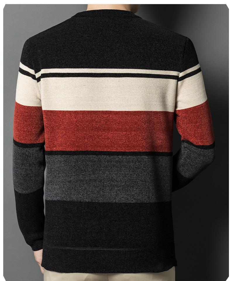 Men's Winter Chenille Sweater - Round Neck, Warm Velvet-Lined, Thick Knit Base Layer for Middle-Aged Men