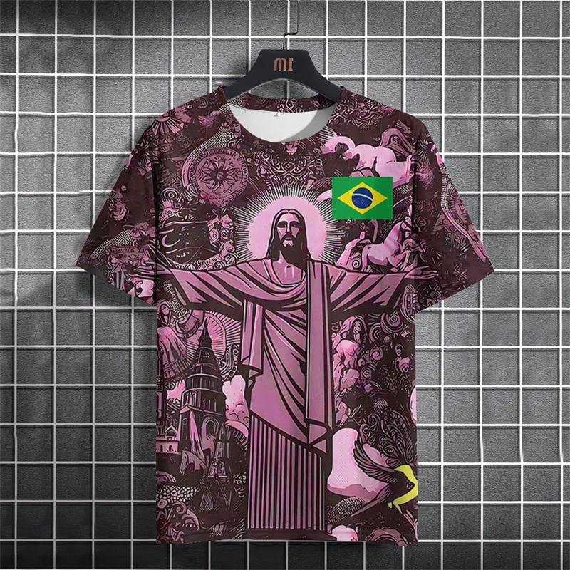 Summer Short Sleeve T Shirt For Men Women Full Print Brazil Edition Black Grey Football Jersey Shirt Men's Tshirt Top