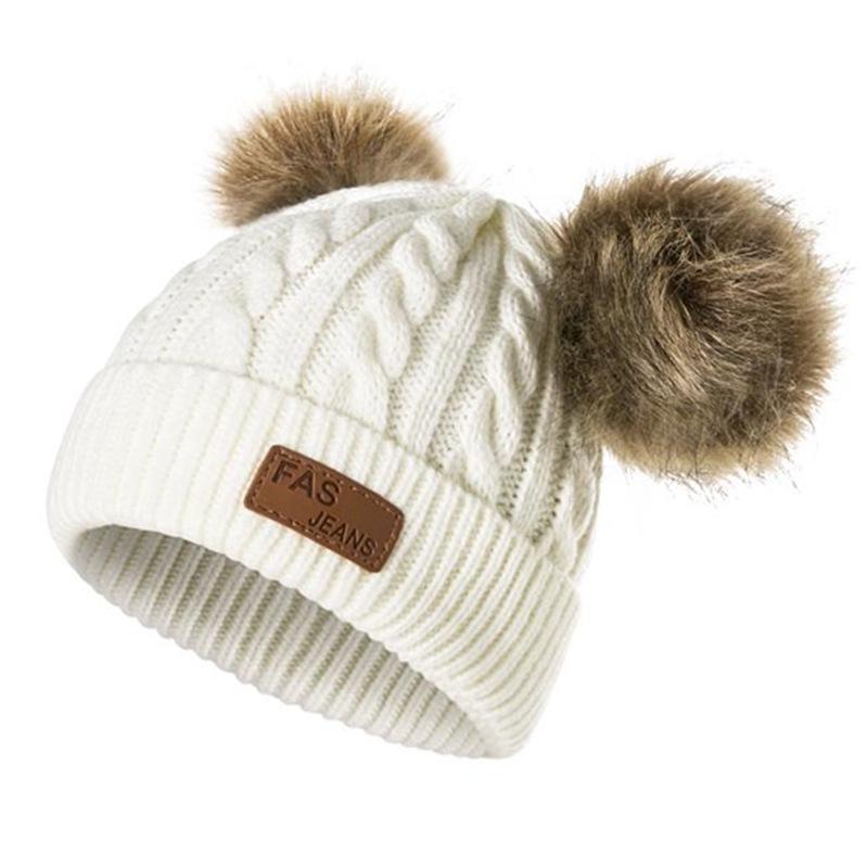 New Kid Hat Children Double Pompom Winter Hat Cute Knitted Hat For Girls Boys Casual Girls Hat Baby Beanie Cap
