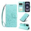 For iPhone 16 Case RFID Blocking Imprinted Dog Pattern PU Leather Phone Cover with Wrist Strap