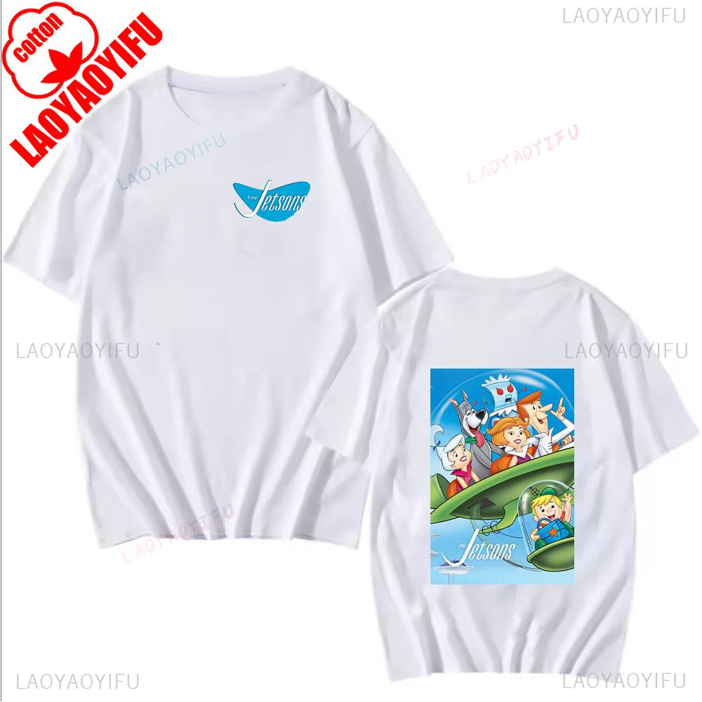 The Jetsons Printed T-shirt Tops Cartoon The Jetsons Letter Clothes Comfy Casual Breathable T Shirt Social Club