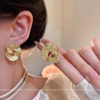 European and American Irregular Metal Texture Earrings Women's Exaggerated Personality Stud Earrings Temperament Ears